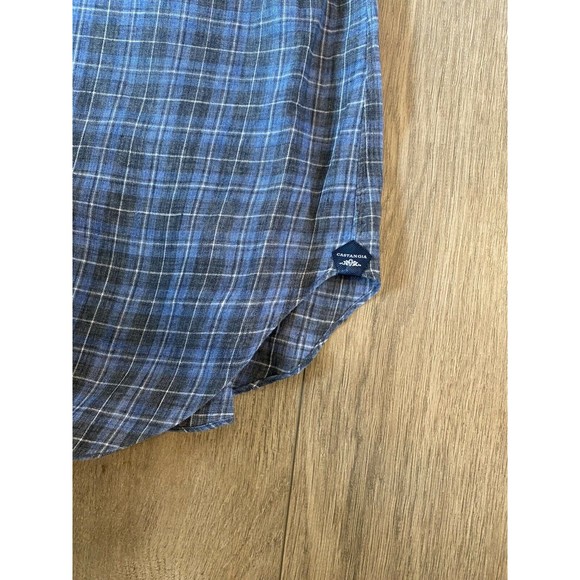 CASTANGIA 1850 Mens 17.5/44 XL Linen Long Sleeve Plaid Button Up Shirt Italian - Picture 4 of 10